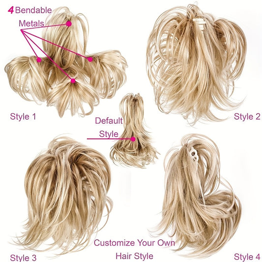 30.48 cm Adjustable Messy Style Ponytail Clip-on Straight Wig Short Extensions Hair Synthetic Hairpiece