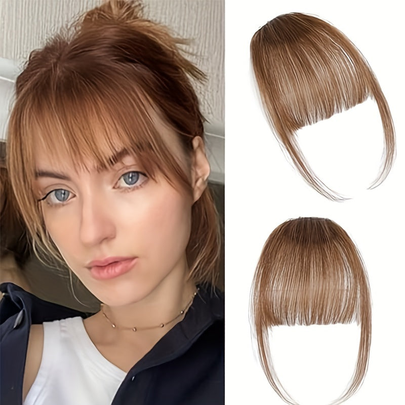 Easy Clip-In Wispy Bangs with Temples - Natural Black, Straight Hairpieces for Women & Girls, Perfect for Casual Attire