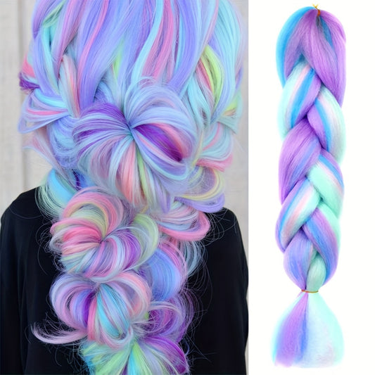 Women'S Jumbo Crochet Hair Extensions - 60.96 cm Colorful Synthetic Braids, High Temperature Fiber, Ideal for Cosplay, Parties, and Halloween