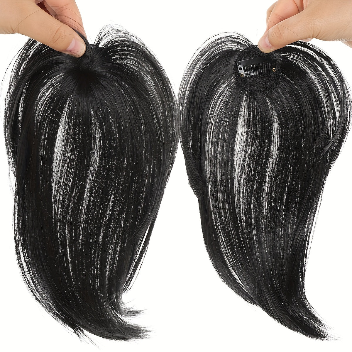 Women's Basic Style Clip-In Hair Bangs - Synthetic Fiber Straight Fringe Hairpiece, Natural Looking, Airy Volume, Lightweight, Suitable for All - French Bangs Extension