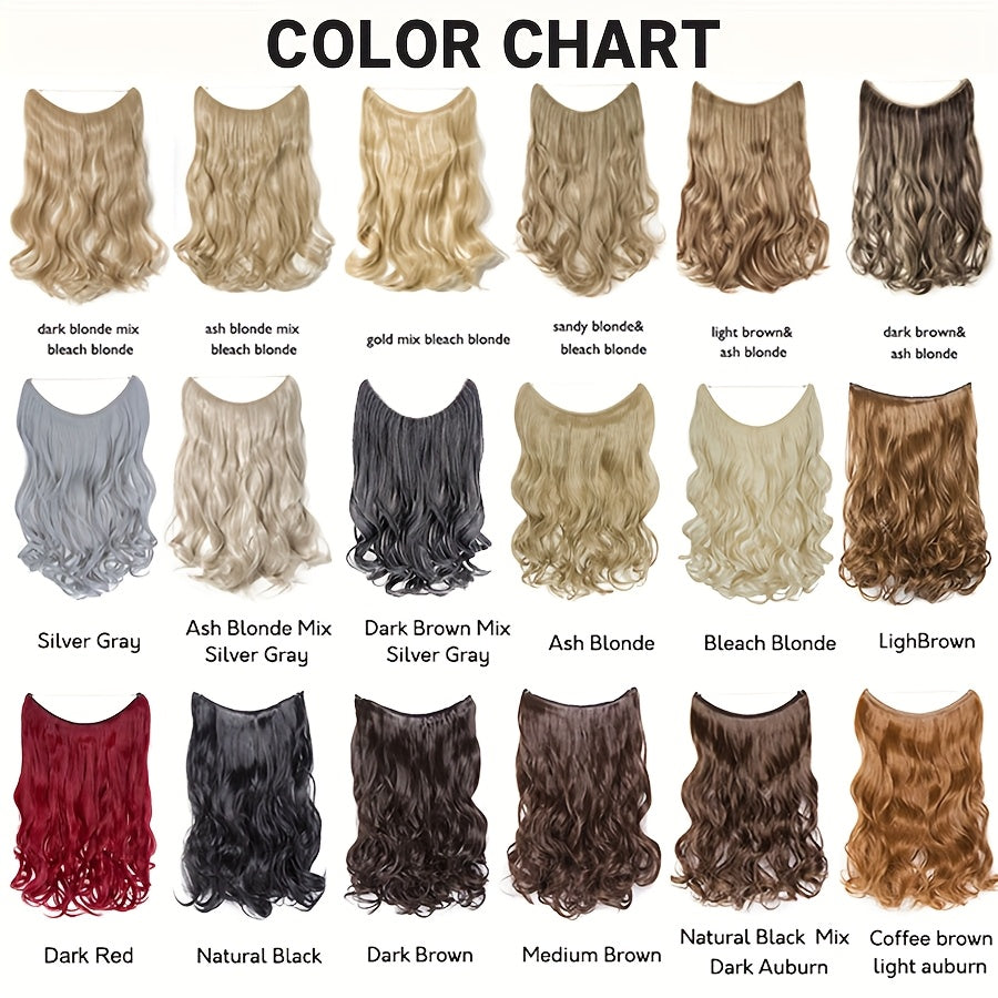 20inch/50cm Wire In Hair Extensions Long Wavy Synthetic Hairpiece Heat Resistant Add Volume Curly Hairpieces Highlight Mix Color Black Bleach Blonde Brown For Women Daily Party Festival Gift