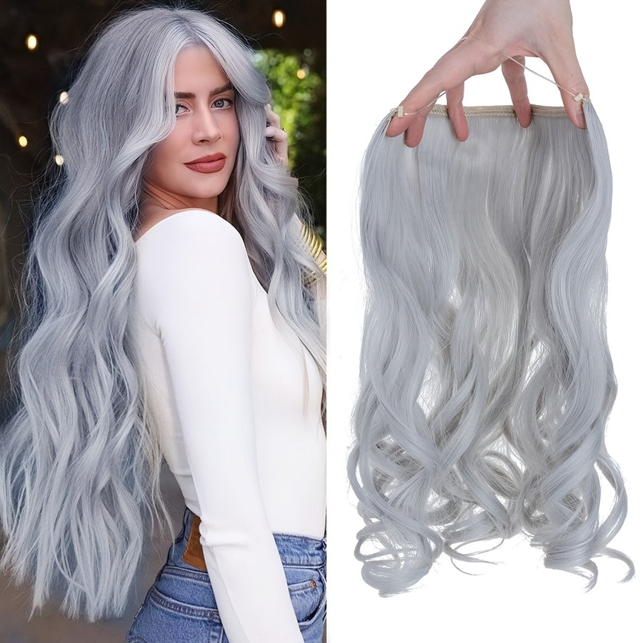 20inch/50cm Wire In Hair Extensions Long Wavy Synthetic Hairpiece Heat Resistant Add Volume Curly Hairpieces Highlight Mix Color Black Bleach Blonde Brown For Women Daily Party Festival Gift