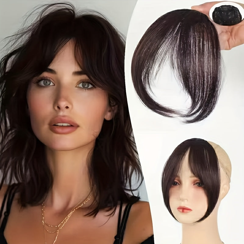 Mother's Day Gift for Mom | Invisible Clip-On Curtain Bangs - Heat-Resistant Synthetic Fiber | Face-Framing Layered Fringe, Easy Snap-On Hairstyle | Natural Beauty Enhancer & Reusable Hairpiece