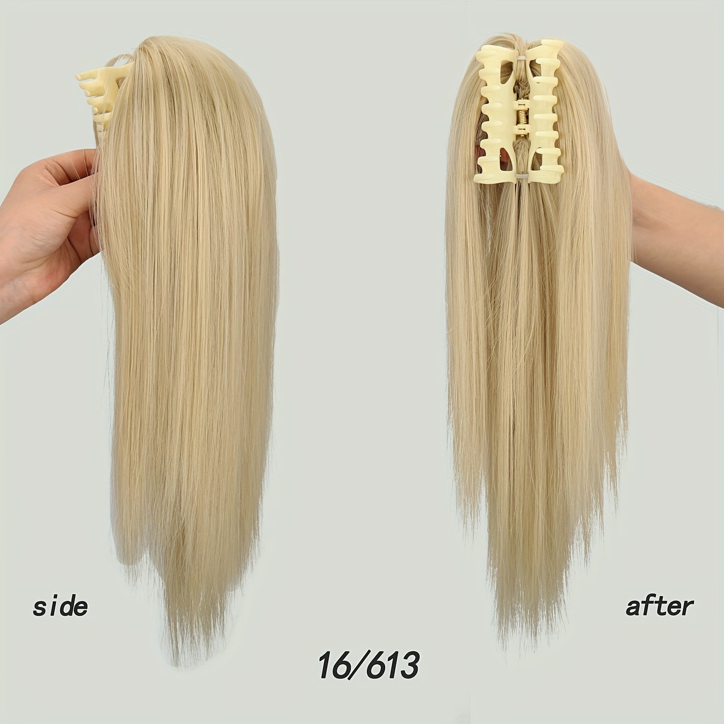 40.64cm Fluffy Synthetic Claw Clip-On Ponytail Extensions for Women - Short Straight Hair Bun Pieces for Daily Use, Parties, and Halloween, Cute Hair Accessories, Party Hairpiece, Natural Look Hairpiece