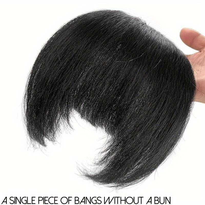 1pc Glamour Lady Elegant clip-on Fringe wig Yaki Straight synthetic fiber, heat resistant, lightweight 25g, 20.32 cm, natural look, with sideburns, suitable for all ethnic groups, Thanksgiving gift, perfect for gifting