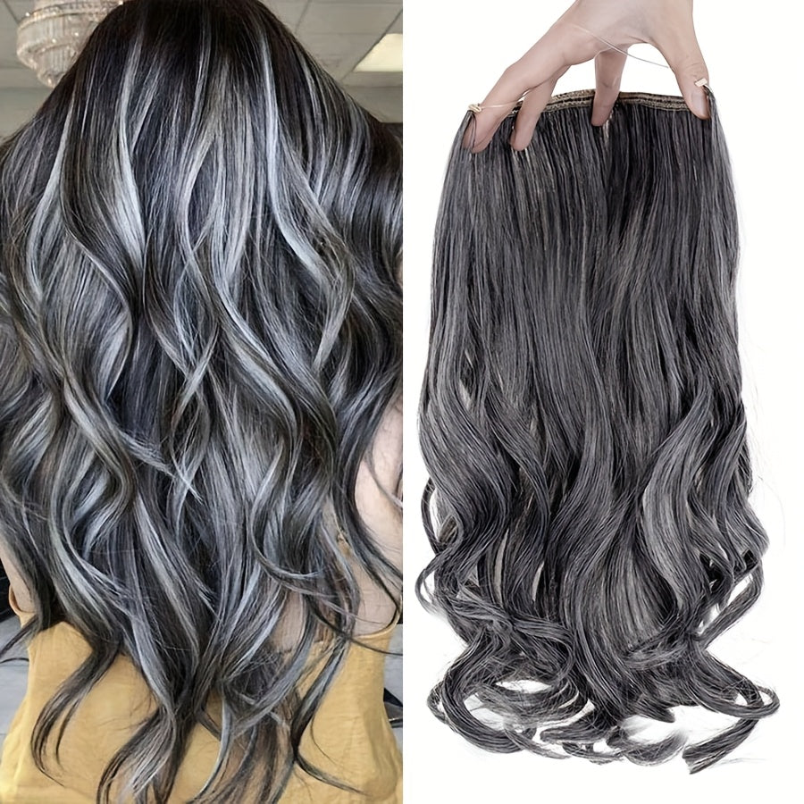 20inch/50cm Wire In Hair Extensions Long Wavy Synthetic Hairpiece Heat Resistant Add Volume Curly Hairpieces Highlight Mix Color Black Bleach Blonde Brown For Women Daily Party Festival Gift