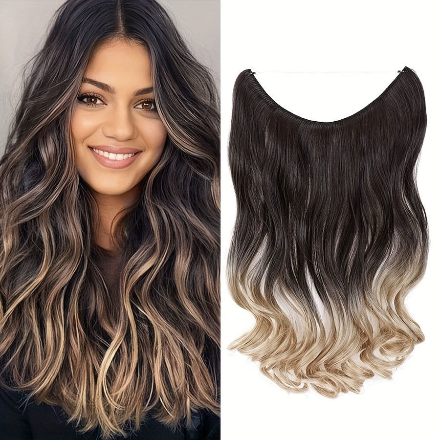 20inch/50cm Wire In Hair Extensions Long Wavy Synthetic Hairpiece Heat Resistant Add Volume Curly Hairpieces Highlight Mix Color Black Bleach Blonde Brown For Women Daily Party Festival Gift