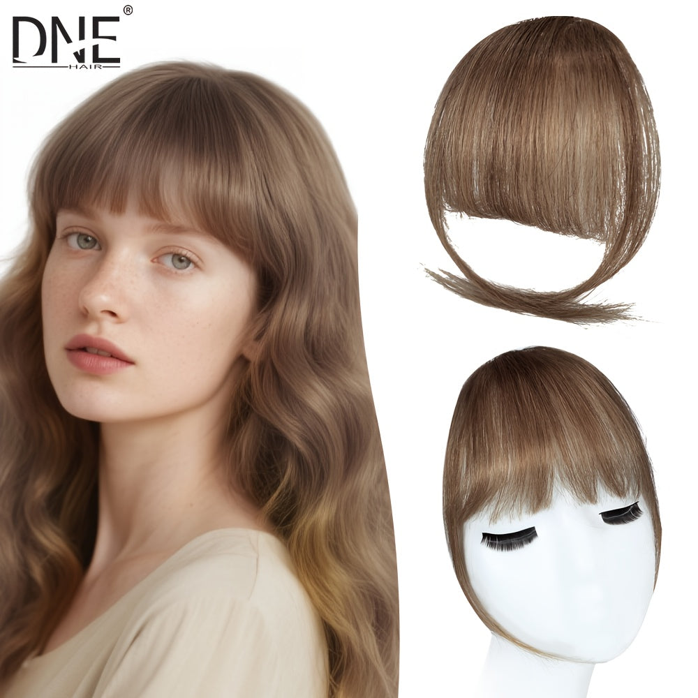 DNE HAIR Clip-In Bangs - Real Human Hair, Natural-Looking Wispy Bangs in Orange, Brown, Blonde & Black, Easy to Style for Daily Wear, Women'S Hair Accessories, Hair Accessories, Daily Wear Hairpiece, Elegant Hairpiece, Secure Clip Hairpiece