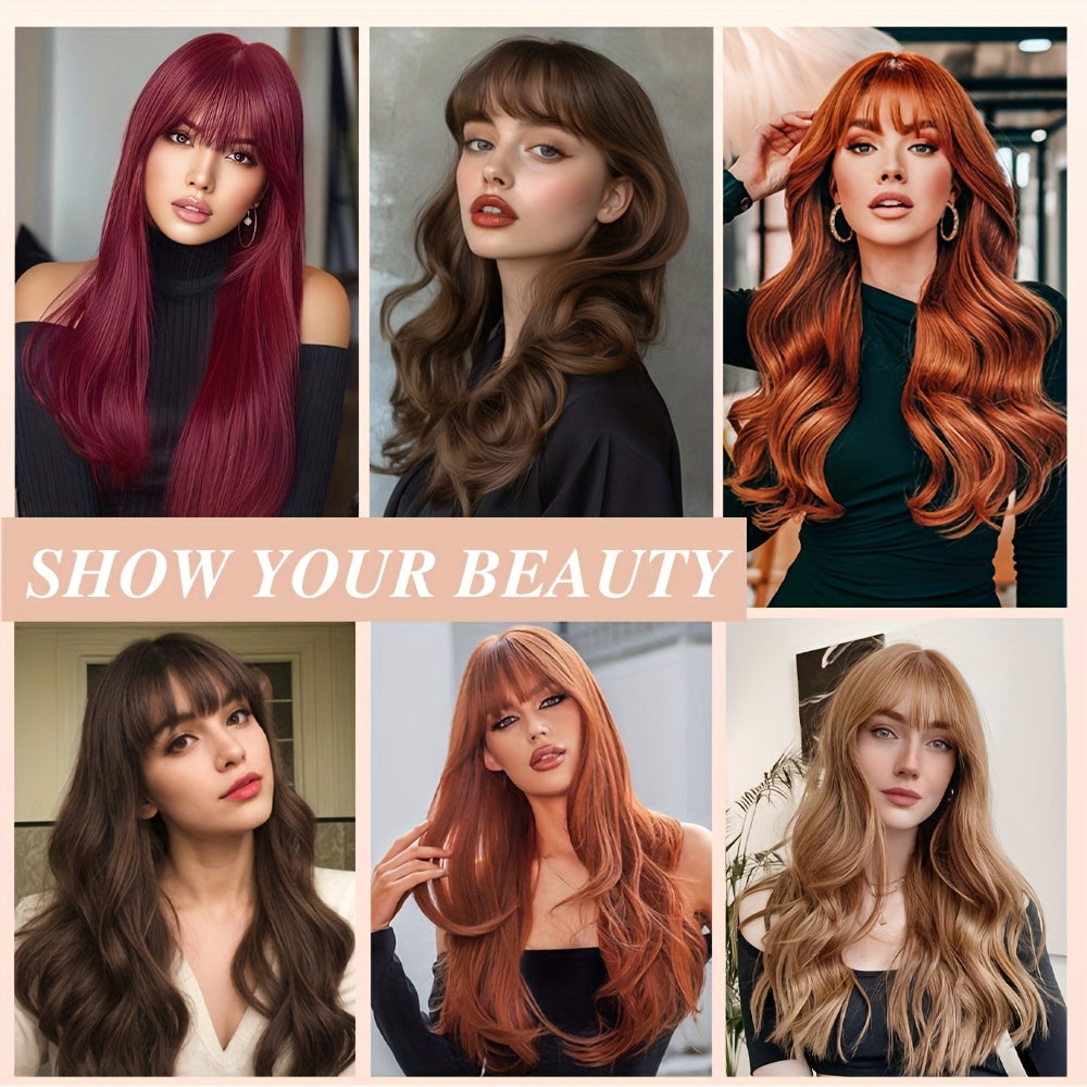 DNE HAIR Clip-In Bangs - Real Human Hair, Natural-Looking Wispy Bangs in Orange, Brown, Blonde & Black, Easy to Style for Daily Wear, Women'S Hair Accessories, Hair Accessories, Daily Wear Hairpiece, Elegant Hairpiece, Secure Clip Hairpiece