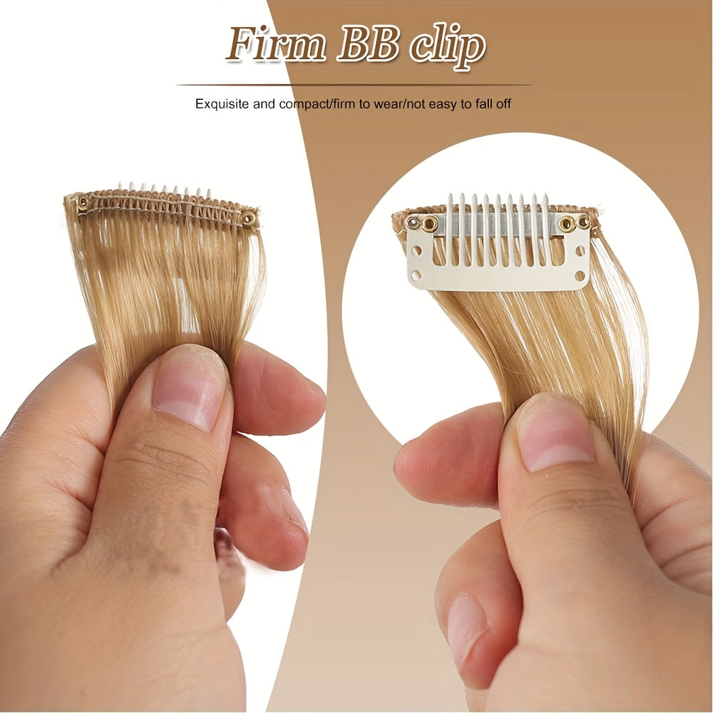 16-Inch Two-Piece Clip Synthetic Bangs Wig Pieces - Wavy Texture Natural Styling Long Side Tassel Hair Extension, Elegant Style, Suitable for Women'S Daily Wear, Wedding Party, Themed Party, Festival Celebration