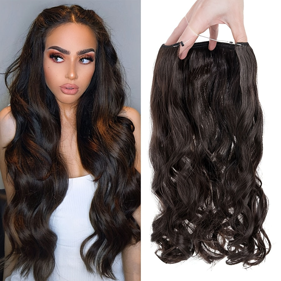 20inch/50cm Wire In Hair Extensions Long Wavy Synthetic Hairpiece Heat Resistant Add Volume Curly Hairpieces Highlight Mix Color Black Bleach Blonde Brown For Women Daily Party Festival Gift
