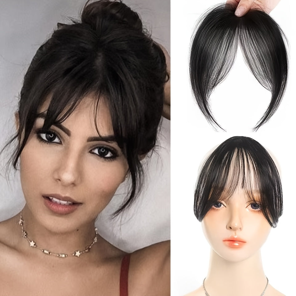 Mother's Day Gift for Mom | Invisible Clip-On Curtain Bangs - Heat-Resistant Synthetic Fiber | Face-Framing Layered Fringe, Easy Snap-On Hairstyle | Natural Beauty Enhancer & Reusable Hairpiece