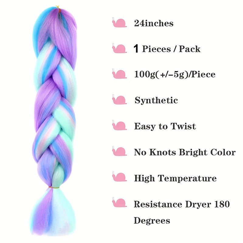 Women'S Jumbo Crochet Hair Extensions - 60.96 cm Colorful Synthetic Braids, High Temperature Fiber, Ideal for Cosplay, Parties, and Halloween