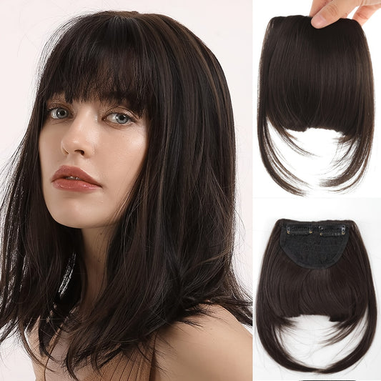 Hair Clip Extended French Bangs Clip Synthetic Thick Natural Full Front Neat Bangs With Temples One Piece Hair Accessories Halloween Christmas