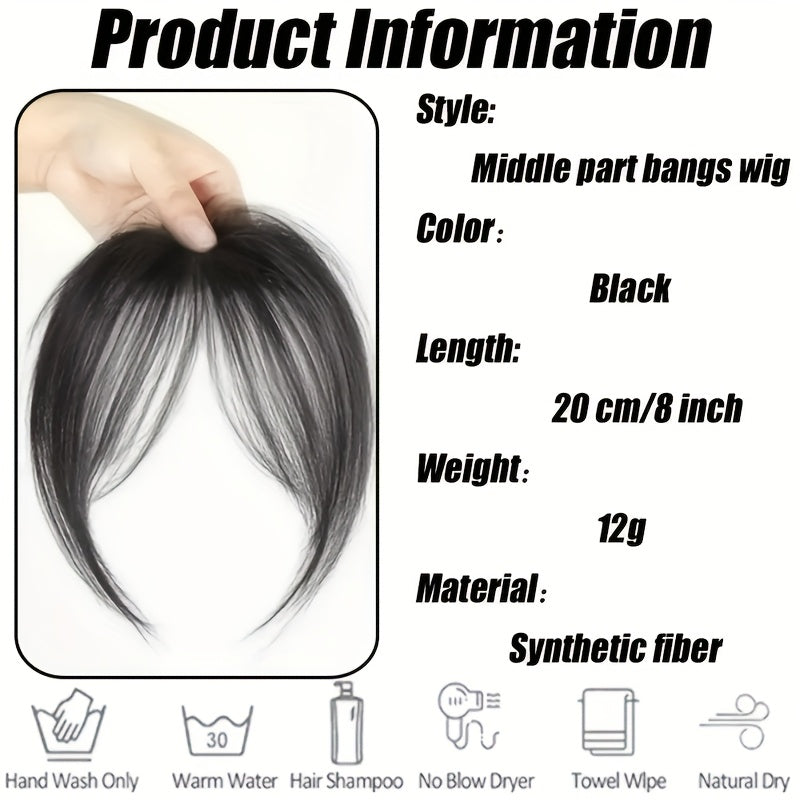 Women'S High Temperature Fiber Synthetic Straight Hair Wig with Fluffy Side Bangs, Basics Style, with Hair Flipper Bangs for Daily and Party Wear