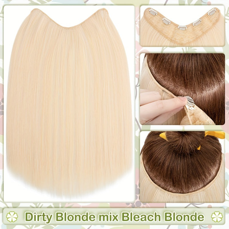 18inch/45cm U-Shaped One Piece Clip In Hair Extensions With 5 Clips X-Thicker 3/4 Full Head Synthetic Long Straight Hairpiece Soft V Shape Hairpieces Add Hair Volume For Women Holiday Cosplay Party Gift Daily