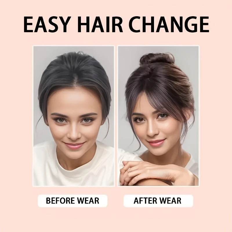 Mother's Day Gift for Mom | Invisible Clip-On Curtain Bangs - Heat-Resistant Synthetic Fiber | Face-Framing Layered Fringe, Easy Snap-On Hairstyle | Natural Beauty Enhancer & Reusable Hairpiece