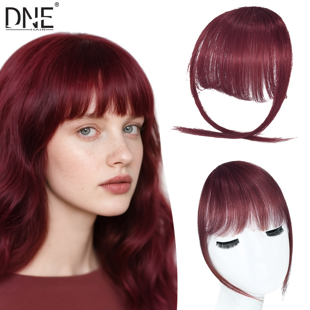 DNE HAIR Clip-In Bangs - Real Human Hair, Natural-Looking Wispy Bangs in Orange, Brown, Blonde & Black, Easy to Style for Daily Wear, Women'S Hair Accessories, Hair Accessories, Daily Wear Hairpiece, Elegant Hairpiece, Secure Clip Hairpiece