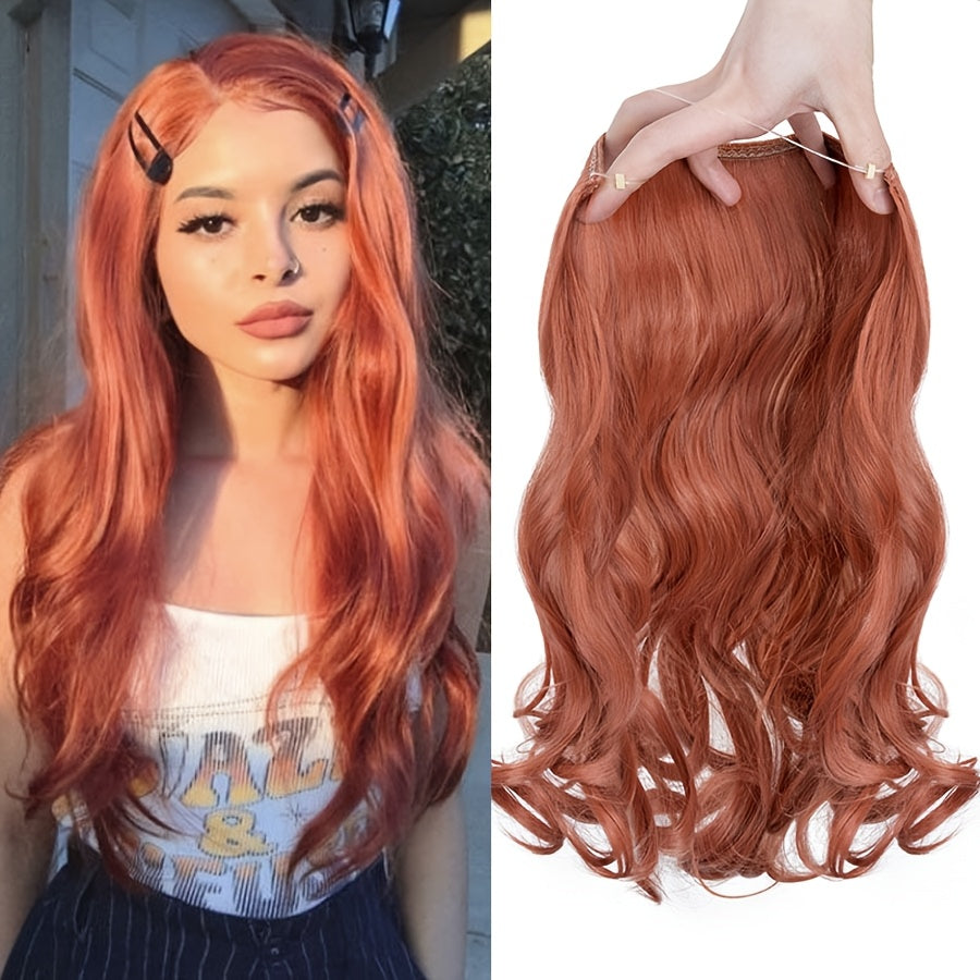 20inch/50cm Wire In Hair Extensions Long Wavy Synthetic Hairpiece Heat Resistant Add Volume Curly Hairpieces Highlight Mix Color Black Bleach Blonde Brown For Women Daily Party Festival Gift