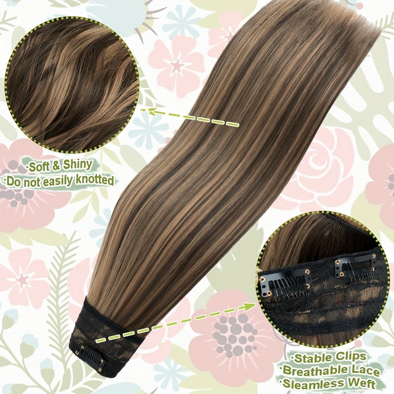 18inch/45cm U-Shaped One Piece Clip In Hair Extensions With 5 Clips X-Thicker 3/4 Full Head Synthetic Long Straight Hairpiece Soft V Shape Hairpieces Add Hair Volume For Women Holiday Cosplay Party Gift Daily