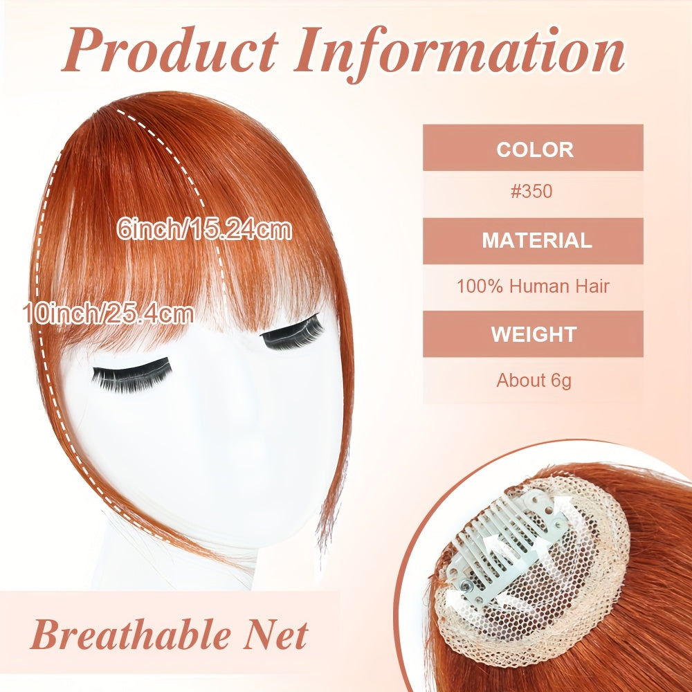 DNE HAIR Clip-In Bangs - Real Human Hair, Natural-Looking Wispy Bangs in Orange, Brown, Blonde & Black, Easy to Style for Daily Wear, Women'S Hair Accessories, Hair Accessories, Daily Wear Hairpiece, Elegant Hairpiece, Secure Clip Hairpiece