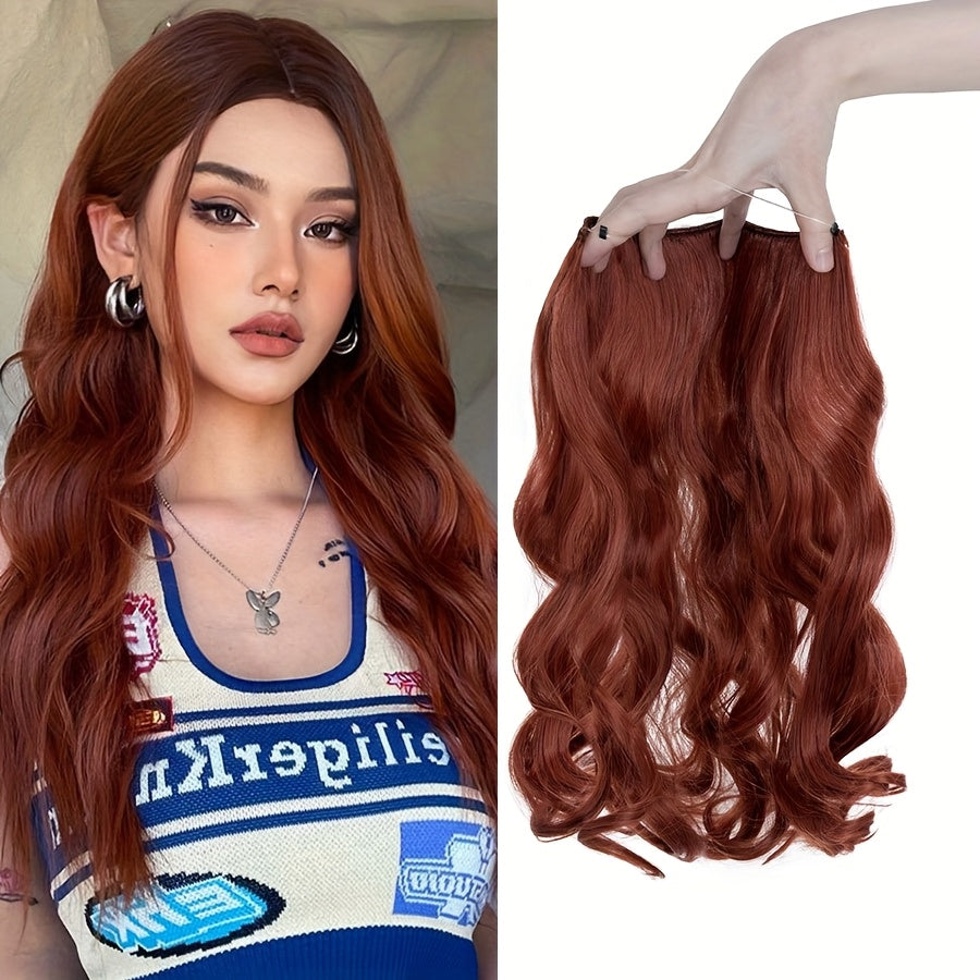 20inch/50cm Wire In Hair Extensions Long Wavy Synthetic Hairpiece Heat Resistant Add Volume Curly Hairpieces Highlight Mix Color Black Bleach Blonde Brown For Women Daily Party Festival Gift