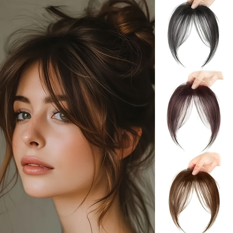 Women'S High Temperature Fiber Synthetic Straight Hair Wig with Fluffy Side Bangs, Basics Style, with Hair Flipper Bangs for Daily and Party Wear