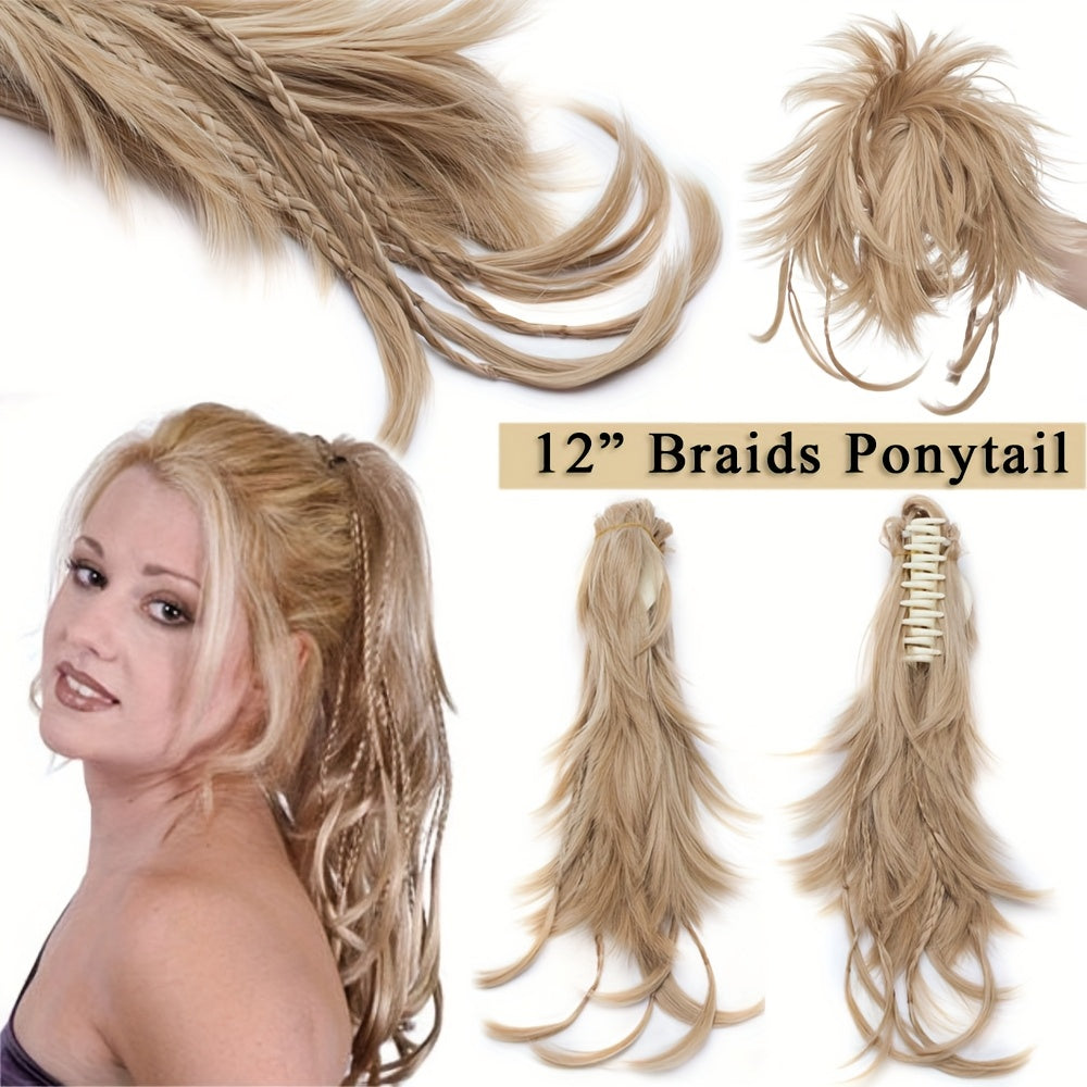 30.48 cm Adjustable Messy Style Ponytail Clip-on Straight Wig Short Extensions Hair Synthetic Hairpiece