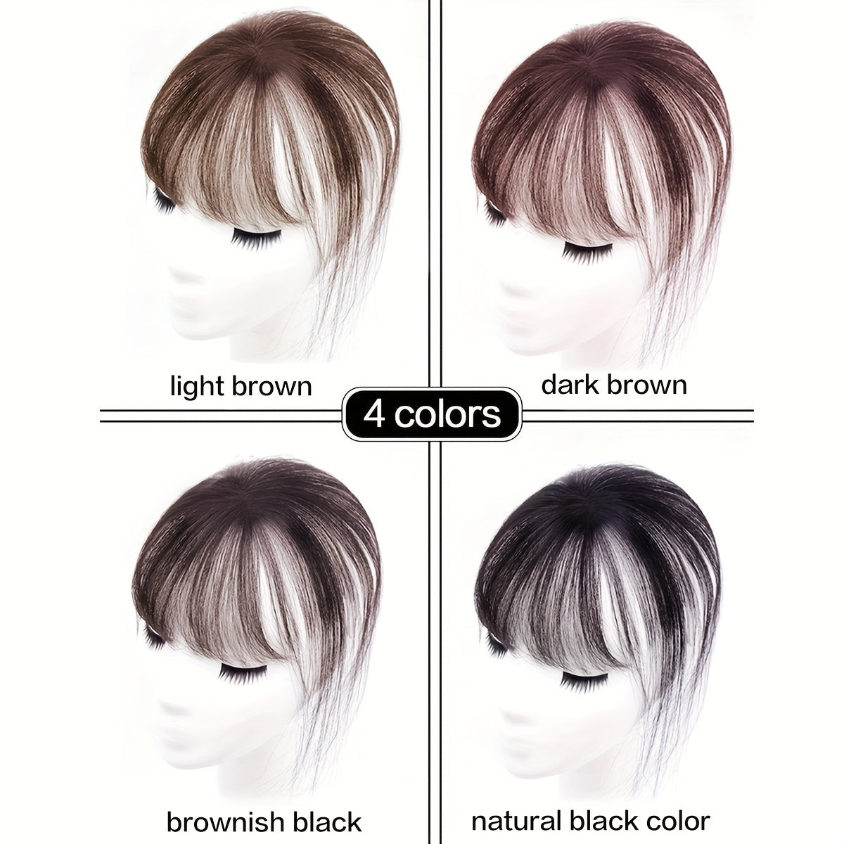 Women's Basic Style Clip-In Hair Bangs - Synthetic Fiber Straight Fringe Hairpiece, Natural Looking, Airy Volume, Lightweight, Suitable for All - French Bangs Extension
