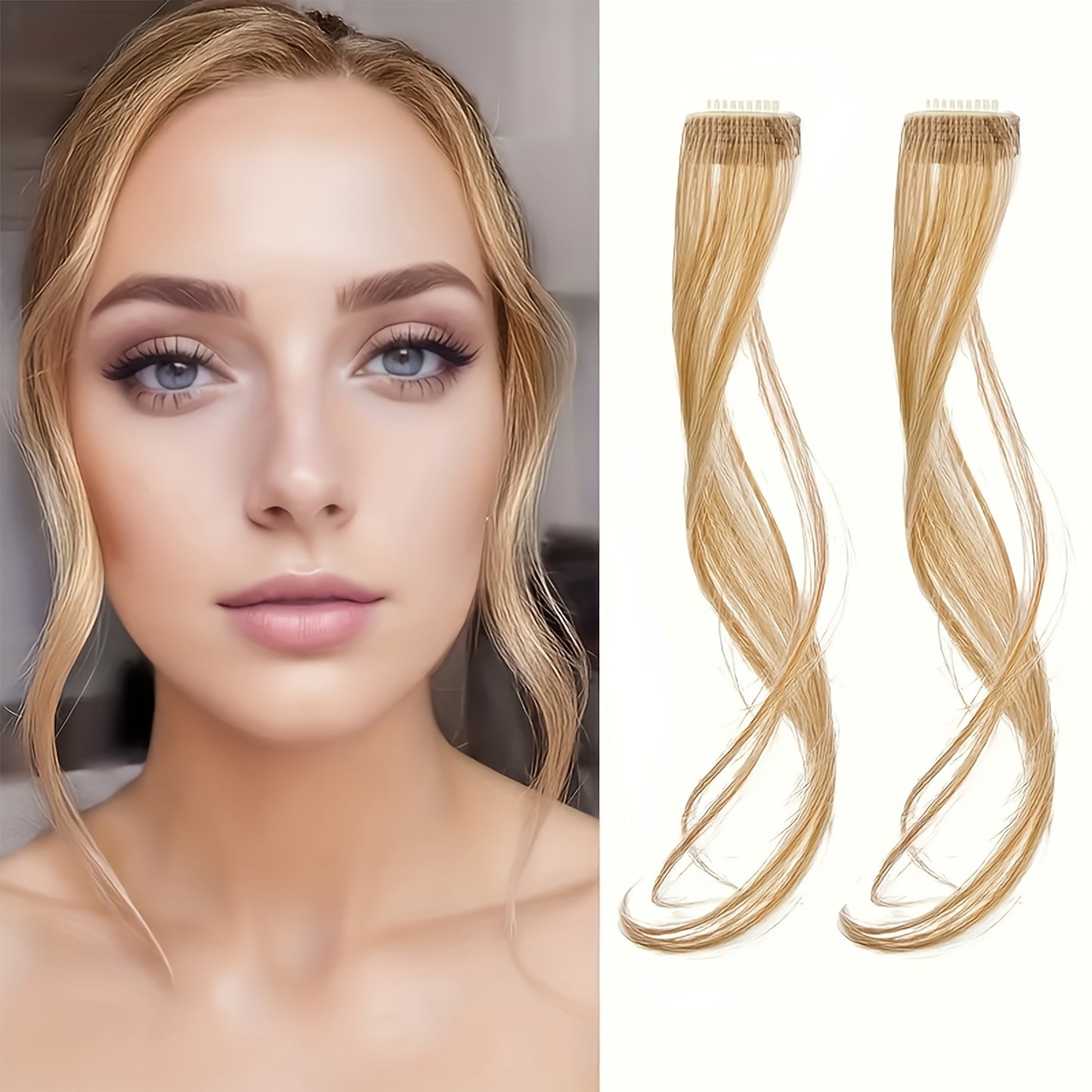 2pcs Side Swept Bangs Clip-In Wig Set with Long Sideburns - 12 Inch Synthetic Hair Extensions for Women, Natural Body Wave, Perfect for Music Festivals, Christmas Parties & Everyday Use, Festive Hairpiece, Sleek Hairpiece, Secure Fit Hairpiece