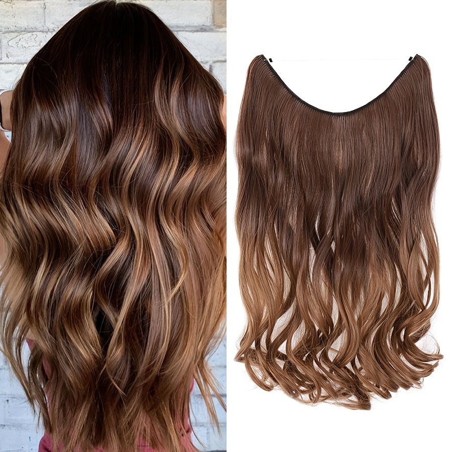 20inch/50cm Wire In Hair Extensions Long Wavy Synthetic Hairpiece Heat Resistant Add Volume Curly Hairpieces Highlight Mix Color Black Bleach Blonde Brown For Women Daily Party Festival Gift